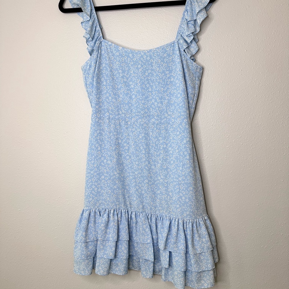 Light Blue Ruffle Dress - Picture 2 of 5